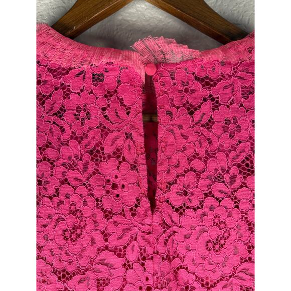 J.Crew Womens XS Pink Floral Lace Top Ruffle Sleeve Reimagined Collection - Picture 8 of 11